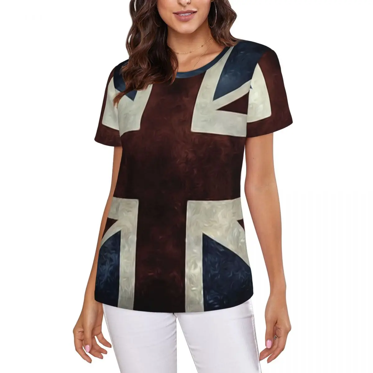 Union Jack Flag Of The UK T-Shirt Women Short Sleeve T Shirts Crew Neck Streetwear Cotton Summer Tees Streetwear