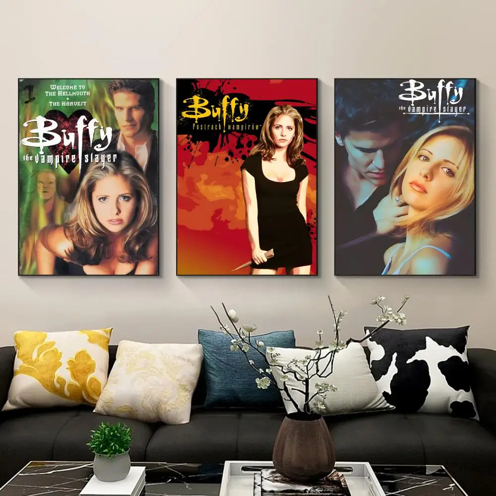 Buffy The Vampire Slayer Poster Waterproof PP Self-Adhesive,Removable Wall Decor For Bedroom Entrance Bar Cafe Ideal Gift