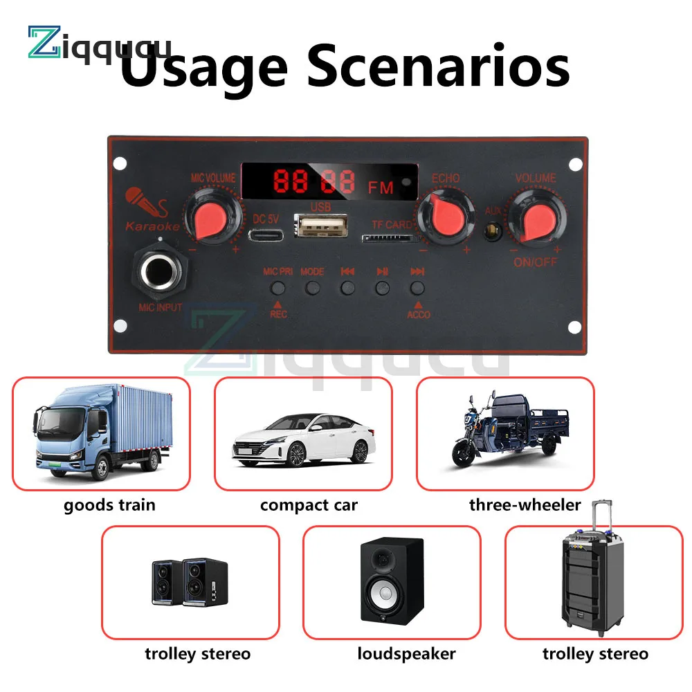 

10W DC 3.7-5V Audio Amplifier MP3 Decoder Board Single Channel BT5.0 Amplifier Module MP3 Player TF AUX USB Record FM