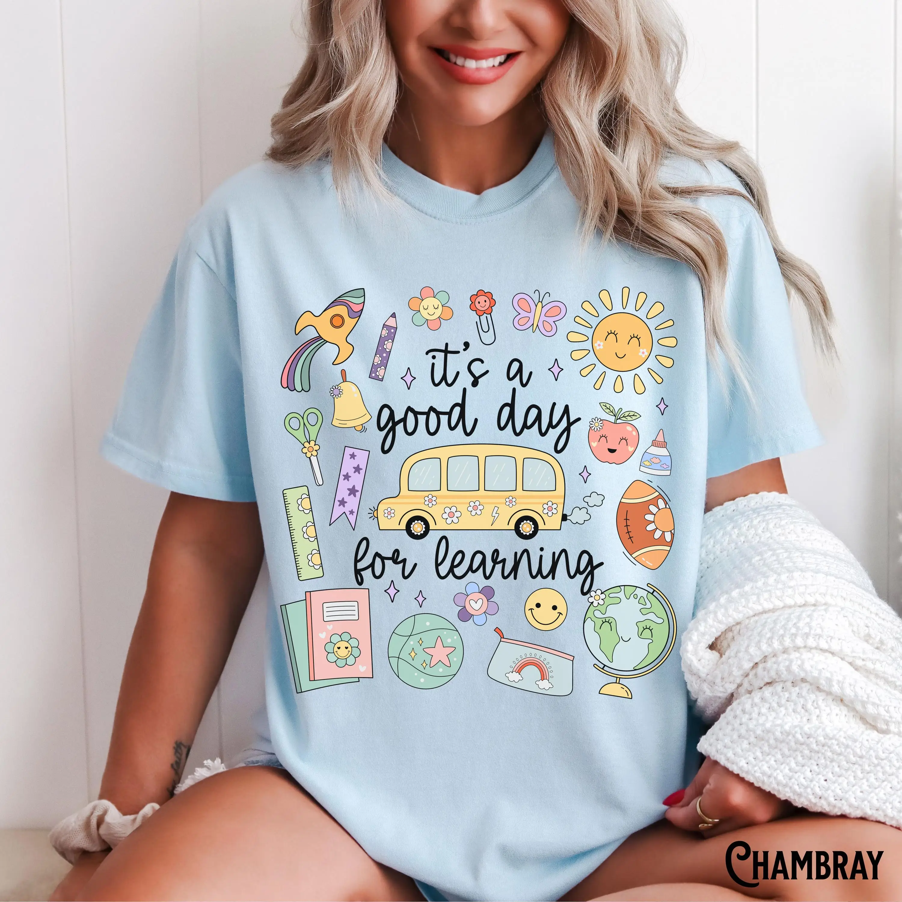 Teacher Shirt, Teach Tee,  Back to School Supplies, It's a Good Day for Learning, Doodle T-Shirt