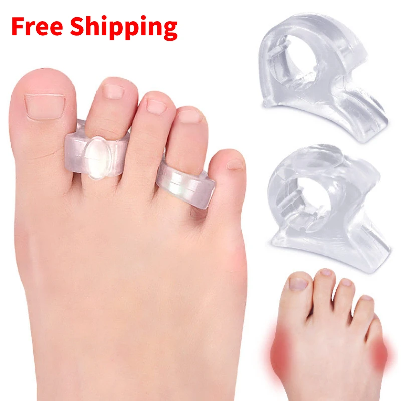 

2pieces=1pair Toe Separator Orthotics Foot Care Splitter Silicone Gel Hammer Hallux Valgus Bunion Corrector Pain Relief Orthosis