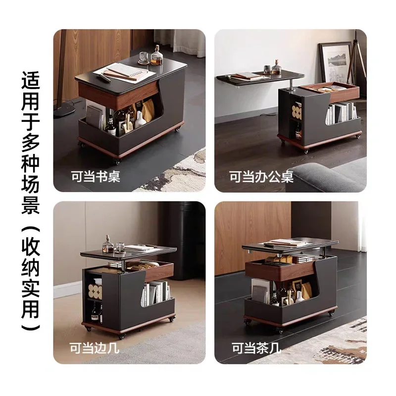 Mesita de noche para sala de estar, mesa auxiliar de sofá de alta gama, ligera, de lujo, con elevación móvil