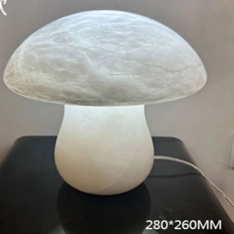 Elegant Modern Muted Marble Mushroom Motif Table Lamp Flexible Bedside Lights for Living Room Simple Electricity Battery