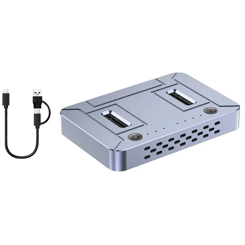 L53A-Dual-Bay M.2 SSD Clone Docking Station M.2 NVME NGFF SSD Docking Station 20Gbps USB3.2 GEN2 Type C Offline Cloner Duplicato