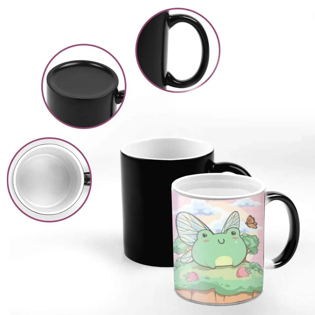 Cottagecore Kawail Frog One Piece Coffee Mugs And Mug Creative Color Change Tea Cup Ceramic Milk Cups Novelty Gifts