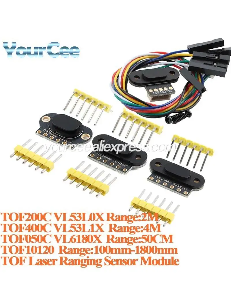 10 szt./1 szt. VL6180/VL53L0X/VL53L1X Moduł czujnika odległości laserowej ToF na podczerwień TOF10120 10-180cm TOF050C TOF200C TOF400C 50CM/2M/4M — zdjęcie produktu 7