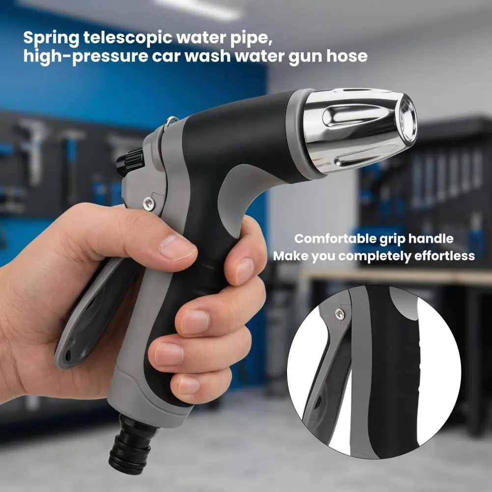 Universal Quick-connect Hose Nozzle Heavy Duty Garden Hose Nozzle with Retractable Spring High Pressure Car Wash Spray Nozzle