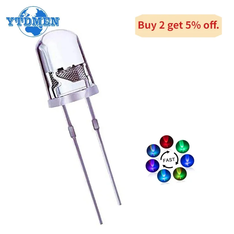 100PCS 5mm LED Diode Multicolor Langsam/Schnelles Blinken Blinkt Licht Emittierende Dioden 2 Pins Klar Runde Objektiv elektronische kit