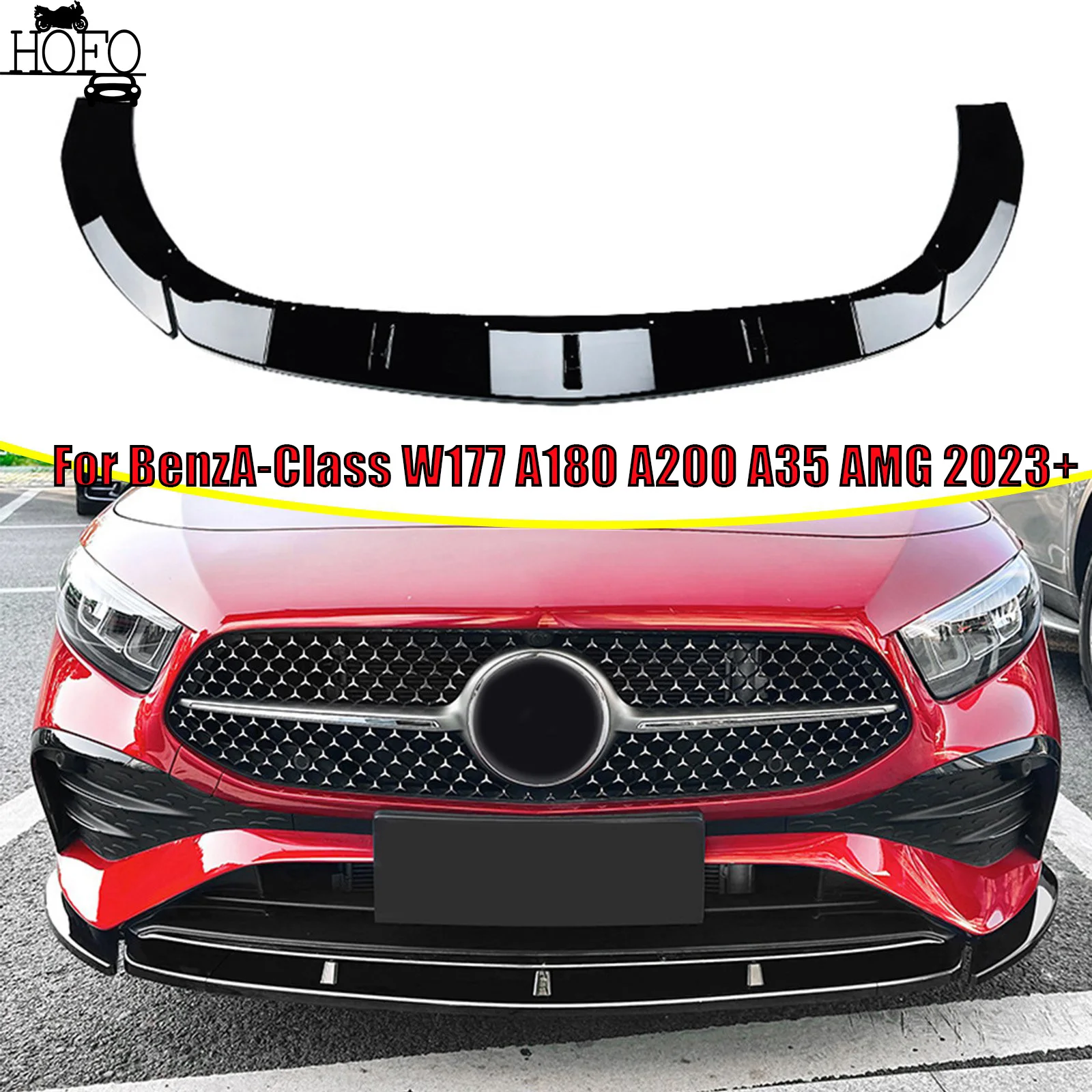 

Car Front Bumper Splitter Lip Diffuser Splitter Cover Body Kits For Benz A Class W177 A180 A200 A35 AMG 2023+ ABS Accessories