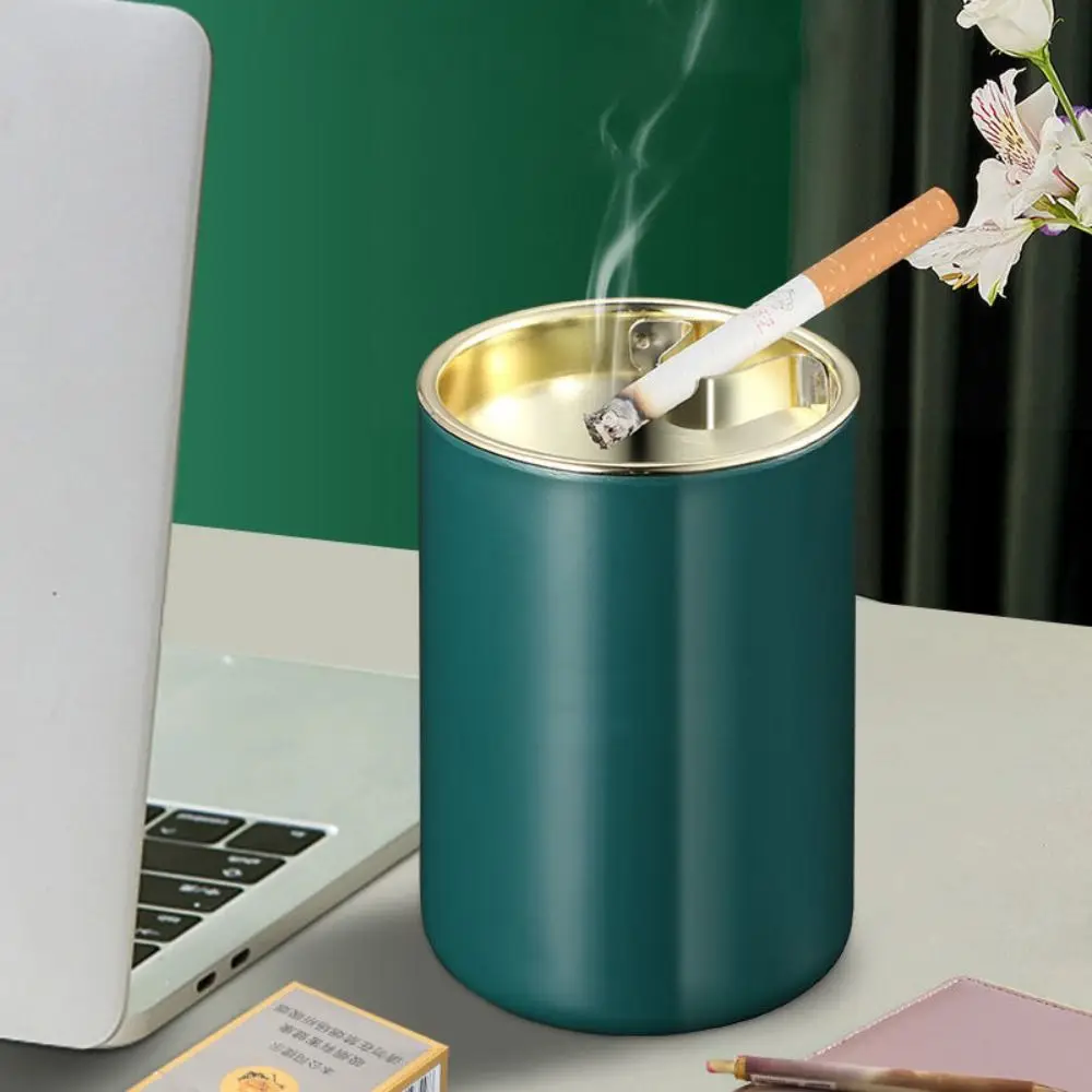 Portable Stainless Steel Round Ashtray Smoke Holder Office Home Decor Anti-Smoke Windproof Detachable Table Gadget