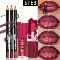 Ensemble de 4 kits pour les lèvres - 3 crayons à lèvres + 1 gloss à lèvres, effet mat imperméable et longue durée, polyvalent pour les occasions décontractées et formelles 3