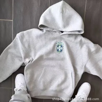 Unisex Fleece Tracksuit 2Pcs Set Hooded Sweatshirt Wide Leg Sweatpants Oversized Streetwear Matching Outfit Men Women Daily Wear view 3