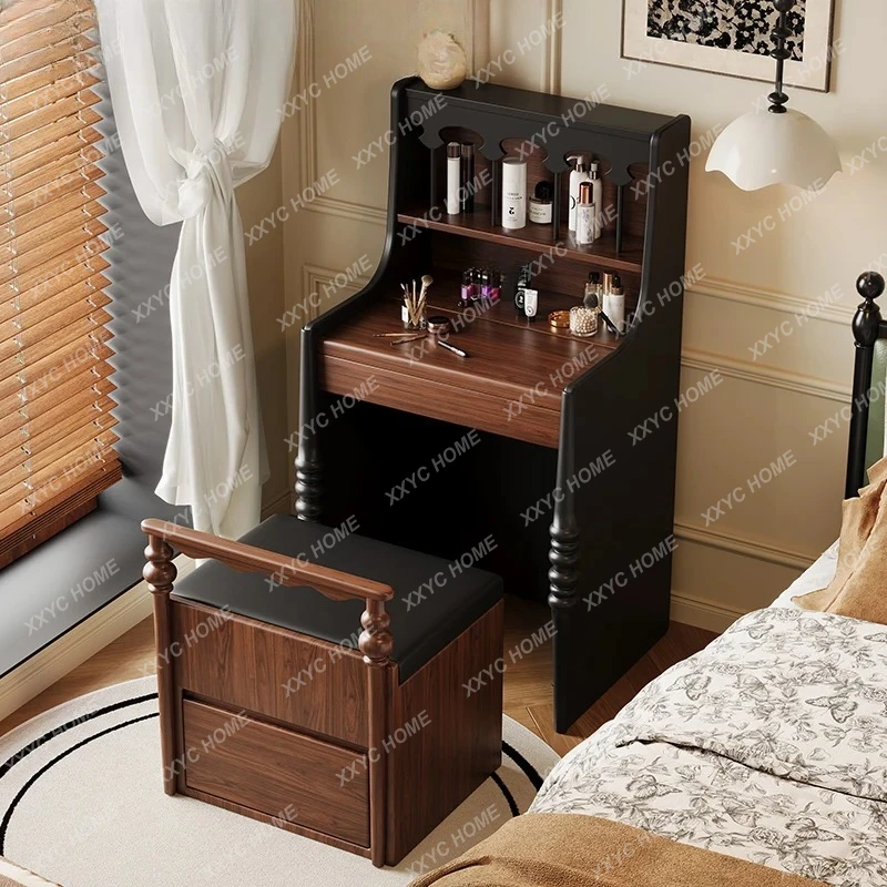 Medieval solid wood dresser bedroom retro makeup table storage cabinet integrated makeup table