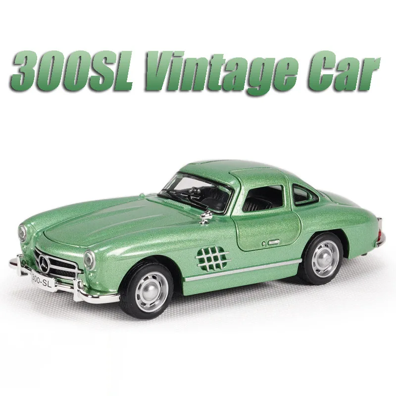 

Масштабная модель автомобиля 300SL (1:32), винтажная, из сплава, с подсветкой, звуком, открывающимися дверями, инерционная, для детей, подарок