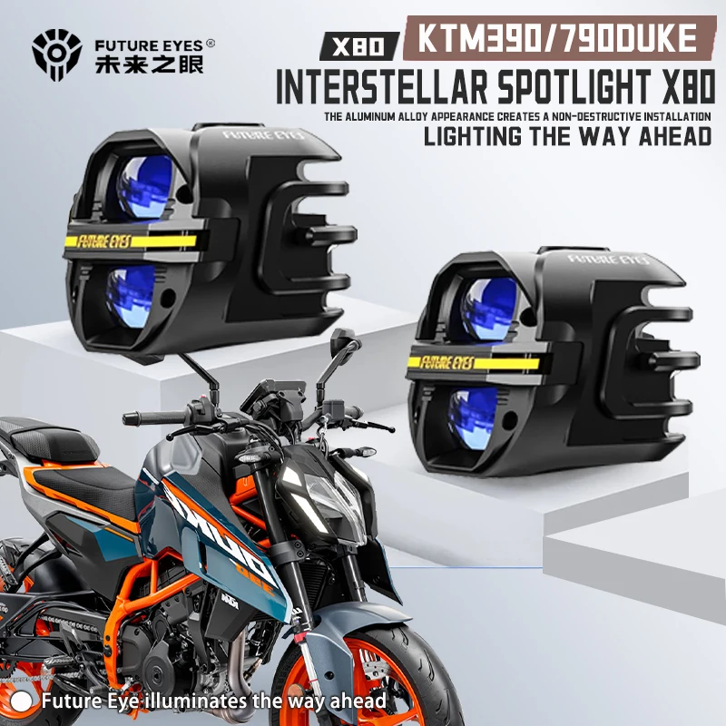 

FUTURE EYES X80-LED for motorcycle, ktm390/790duke, spotlight with cable, backlight switch, trailer sunshade auxiliary light