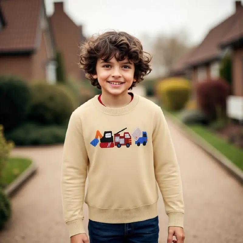 

Little maven 2025 Cartoon Vehicle Excavator Boys Sweatshirt Car Long Sleeve Tops Sweatshirts Kids Baby Boys Costume Sportswear