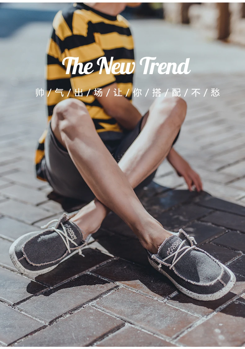 Leichte, bequeme, lässige Slip-On-Loafer aus Canvas für Herren mit weicher Sohle – ideal zum Gehen und Reisen – Detail 17
