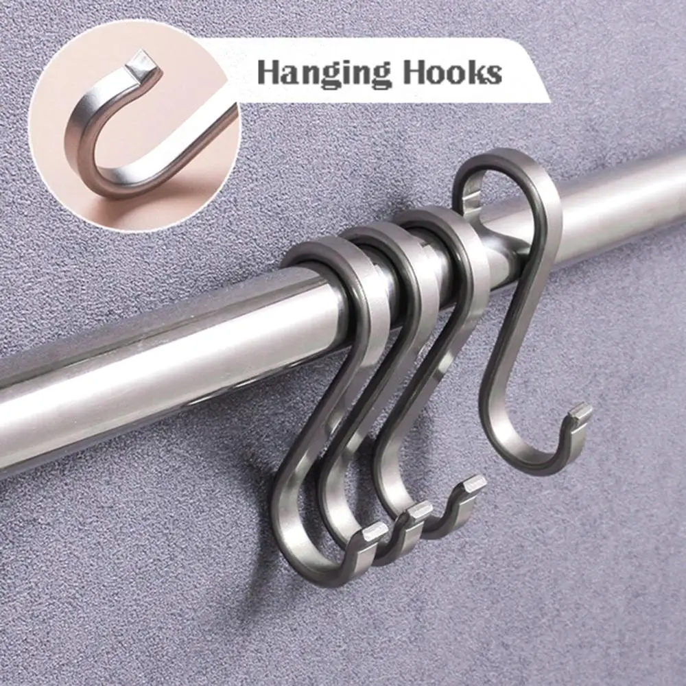 

Kitchen Utensils Storage Organizer Stainless Steel S-Shaped Heavy Duty Clasp Rack Suspension Hooks Holders Hanger Hanging Hook