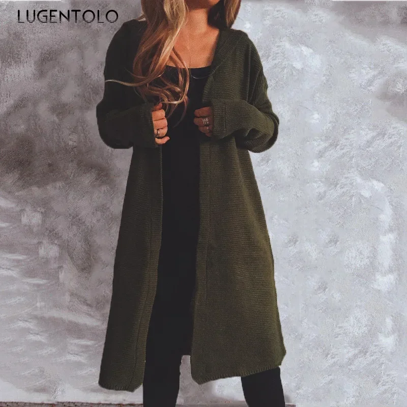 

Женский свитер с капюшоном, повседневный осенне-зимний большой размер, женский свободный кардиган с длинными рукавами, вязаные свитера, доступны 4XL-5XL