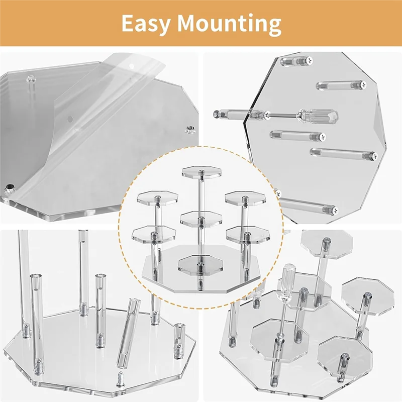 Acrylic Risers Display Stand,7Tier Perfume Organizer and Cupcake Stand,Storage Display Stand for Collectibles and Crafts