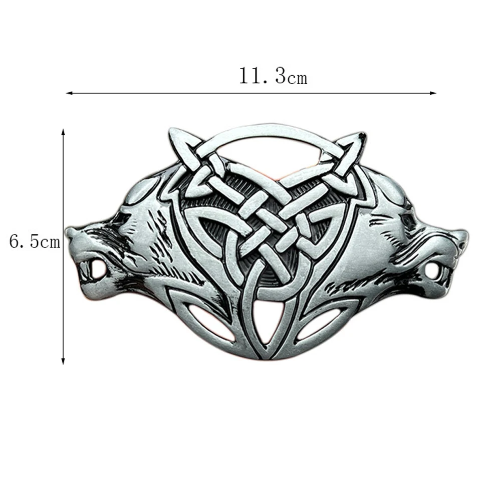 Cheapify Dropshipping Celtic Knot Belt Buckles for Men Western Cowboys Double Wolf Head Metal Hebilla Cinturon Hombre