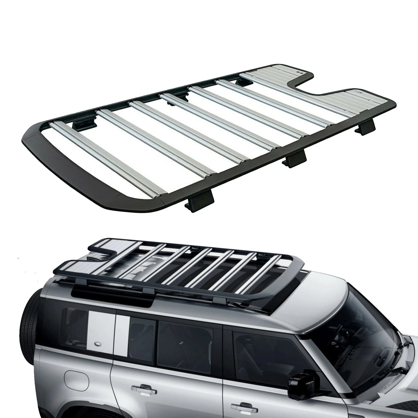 

Aluminum Car Carrier Roof Rack Luggage Cargo Basket For Land Rover Defender 2020 2021