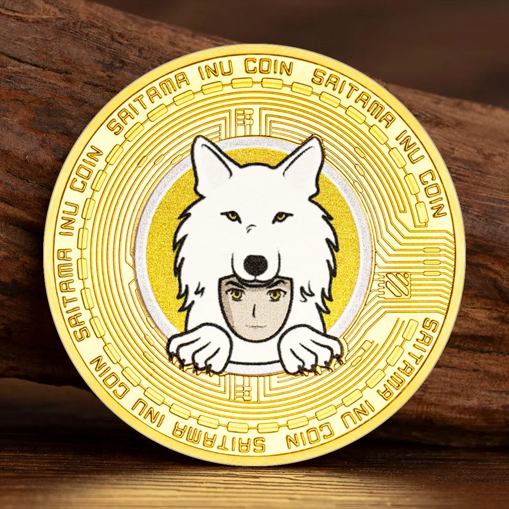 Saitama INU Crypto Souvenir Coins Digital Money Golden Plated Cryptocurrency Gifts for Collection Coin