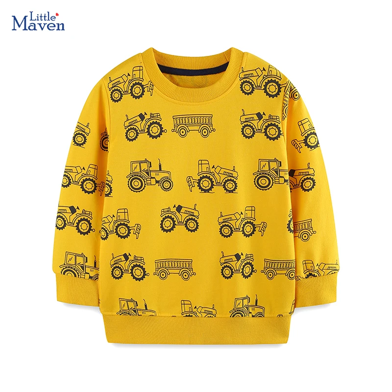 

Little maven Kids Spring Autumn Clothes 2025 Baby Boys Cartoon Vehicle Tops Car Sweatshirts Children Clothing Boys Sportswear