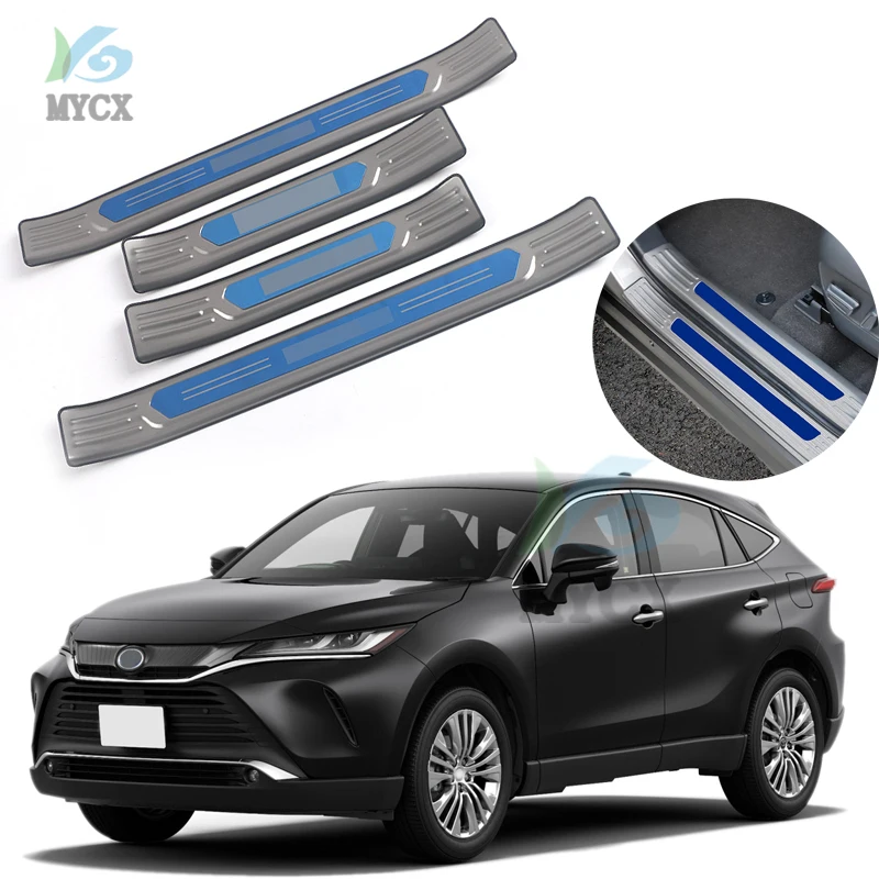 For Toyota Harrier 2022 Stainless Steel Door Sill Scuff Plate Welcome Pedal Threshold Strip Car Styling Accessories 4pcs