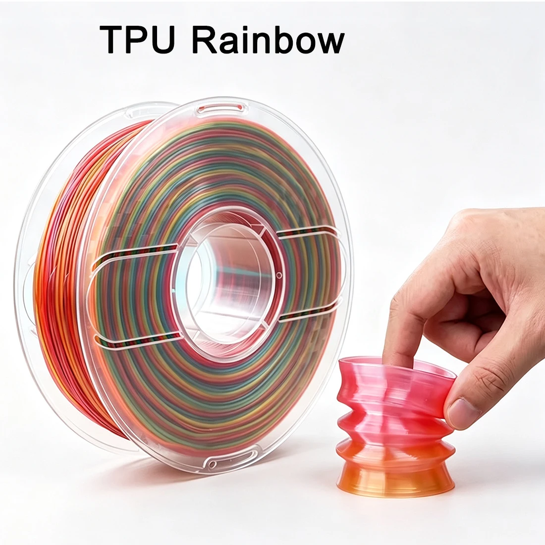 1.75mm TPU Rainbow B Transparent Flexible Filament 250g 500g 1Kg 3D Printer Filament Printing Roll FlexMaterials Rainbow gummy