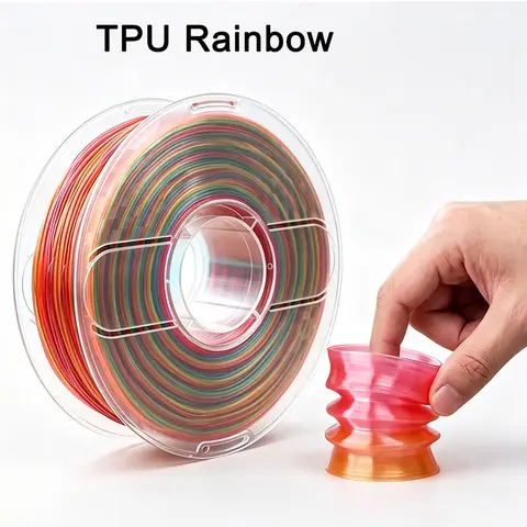 1.75mm TPU Rainbow B Transparent Flexible Filament 250g 500g 1Kg 3D Printer Filament Printing Roll FlexMaterials Rainbow gummy