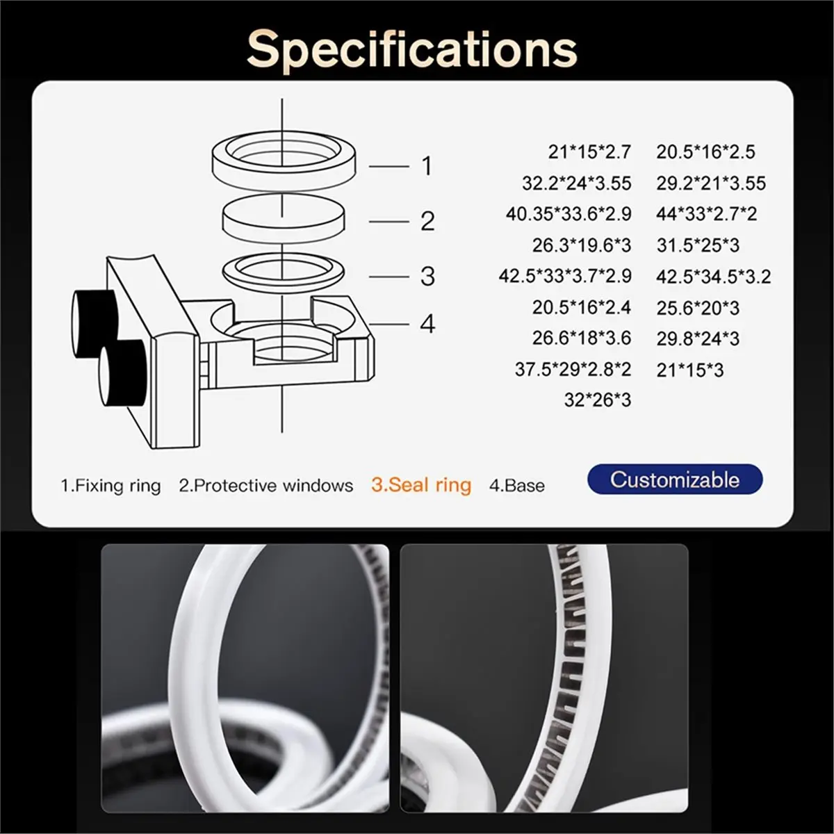 HW970 HW980 Laser Welding Head Sealing Ring 21x15x2.7 Focusing Lens Protective Lens Seal Ring Pressing Ring
