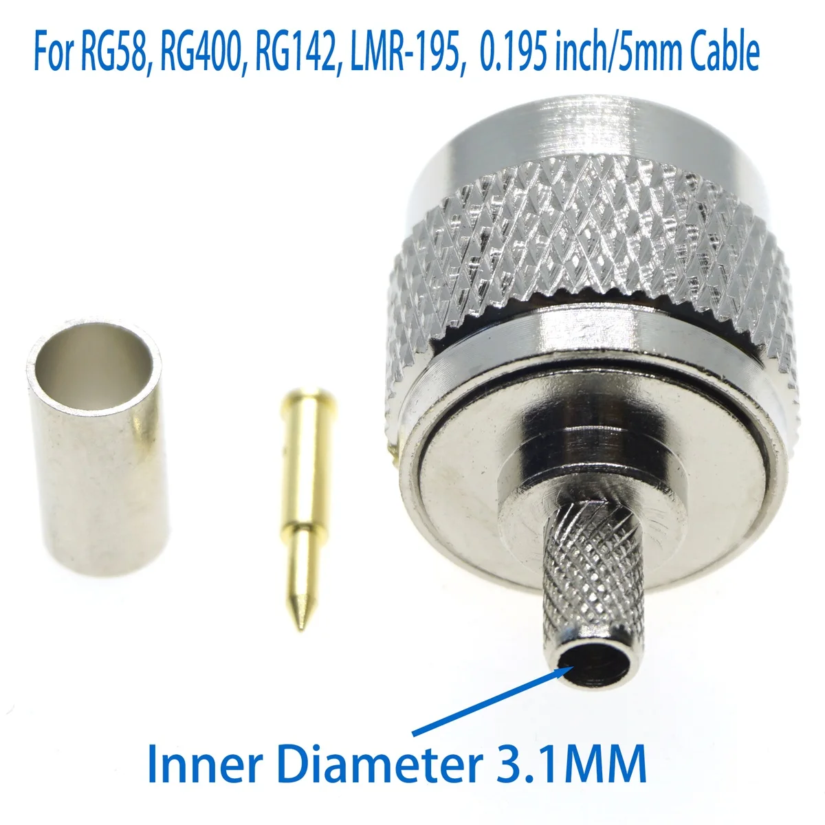 

N Male Plug crimp solder RG58 RG142 LMR195 RG400 50-3 cable RF Connector RF Coax wire coaxial Cable