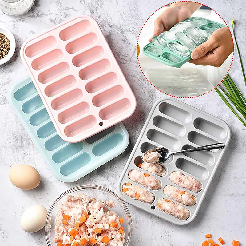 Sausage Maker Mould 14 Grids Silicone DIY Ham Hot Dog Making Moulds With Lid Kitchen Household Sausages Cake Baking Tools Molds