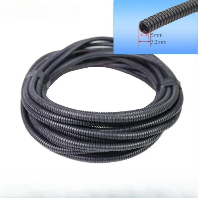 10M 5mm PE Corrugated Tube Waterproof Insulation Wrapping Cable Organizer Braided Sleeving Computer PV Cables Cord Protector