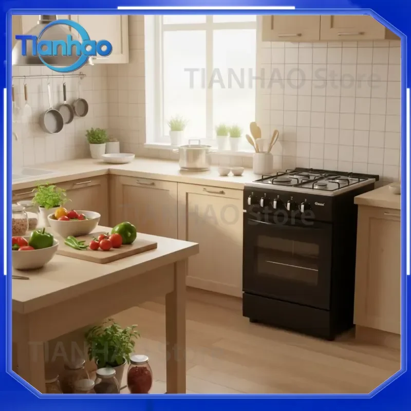 4 Burner Gas and Electric Freestanding RV Ready Stainless Steel Vertical Stove with Built-in Oven and Tray for