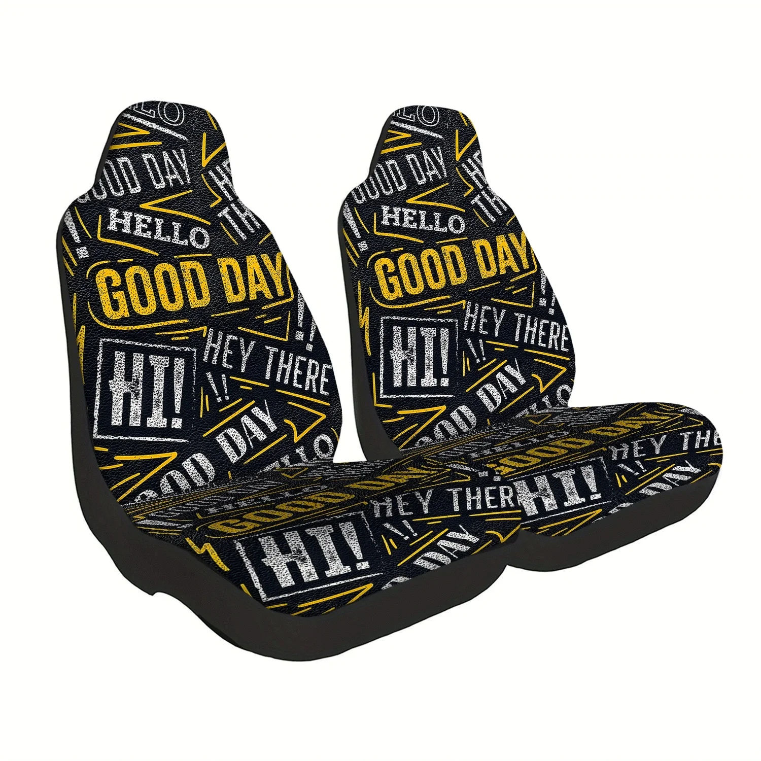 Set Of 2 Good Day Letter Car Seat Covers, Suitable For Front Seats, Easy To Install And Clean, Compatible With Cars, Suvs, Truck