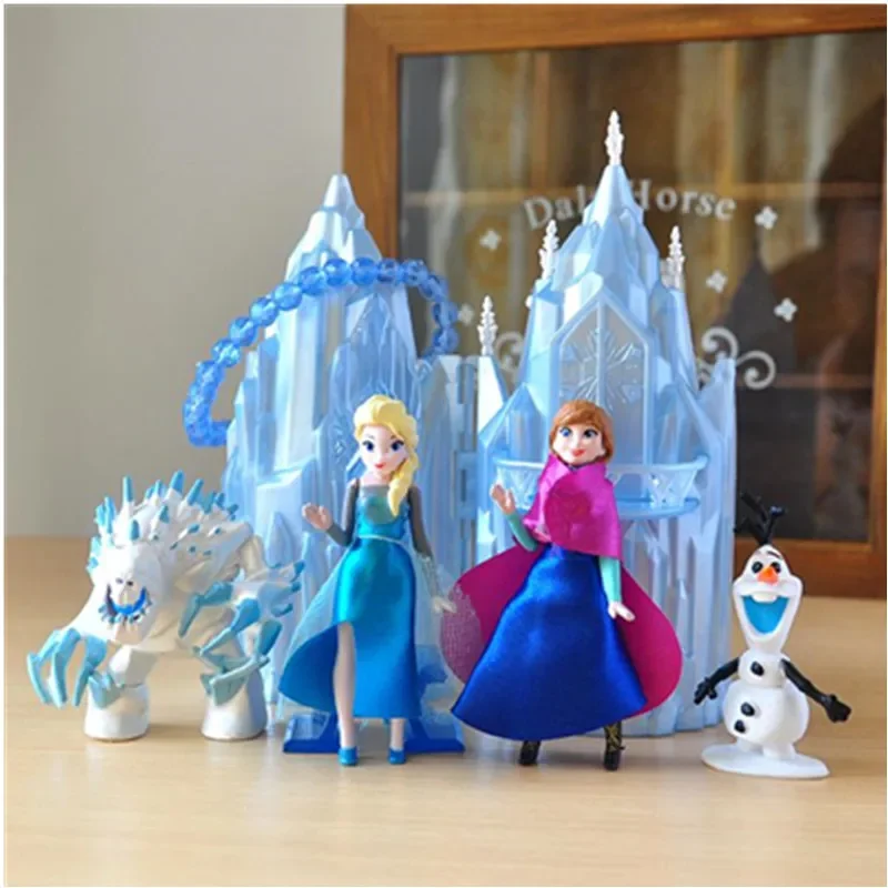 Disney Frozen New Toys 6pcs/Lot 6-16cm PVC Anna Elsa Princess Olaf Sven Kristoff And Castle Ice Palace Throne Action Figure Doll