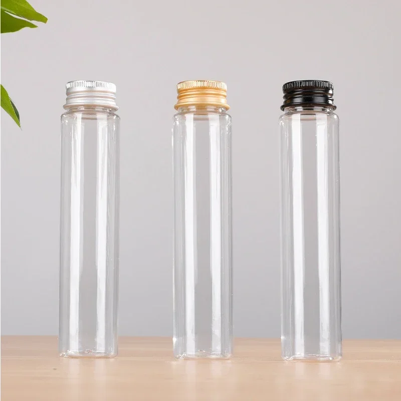 30Pcs 50ml-110ml Clear Plastic Test Tubes Bottle w/Screw Caps DIY Decor Bottle Storage Containers For Candy Spices Dried Flower