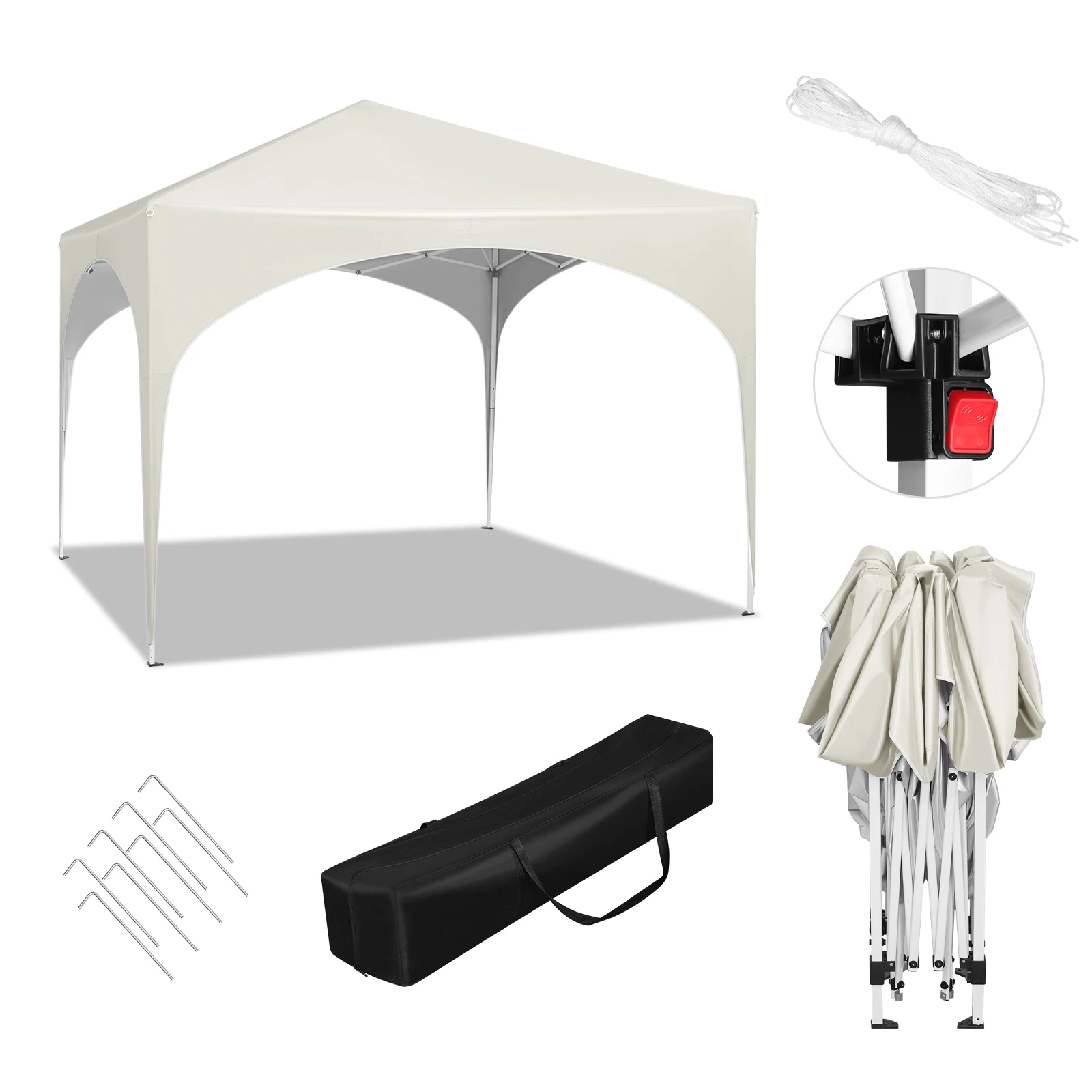 WOLTU Waterdichte Inklapbare 3x3m Tuinpaviljoen Partytent Pop-up Paviljoen met Halfrond Dak voor Buitenmarkten