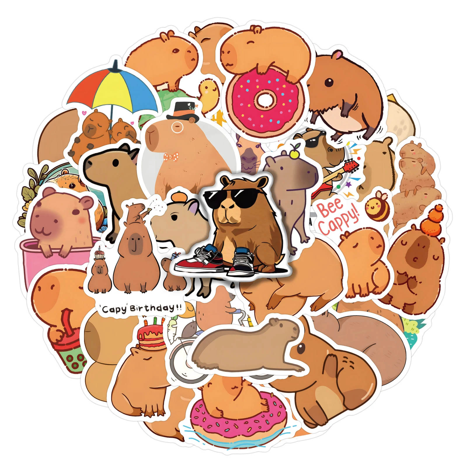 

60/120pcs Capybara Stickers Kapibara Toys Anime diary Decal DIY Skateboard Laptop Motorcycle Waterproof Cool Sticker Pack Kids