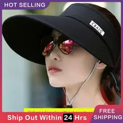 Women Summer Wide Brim Sun Visor Hat Adjustable UV Protection Baseball Hat Foldable Sport Empty Top Cap Casual Beach Cap Sun Hat