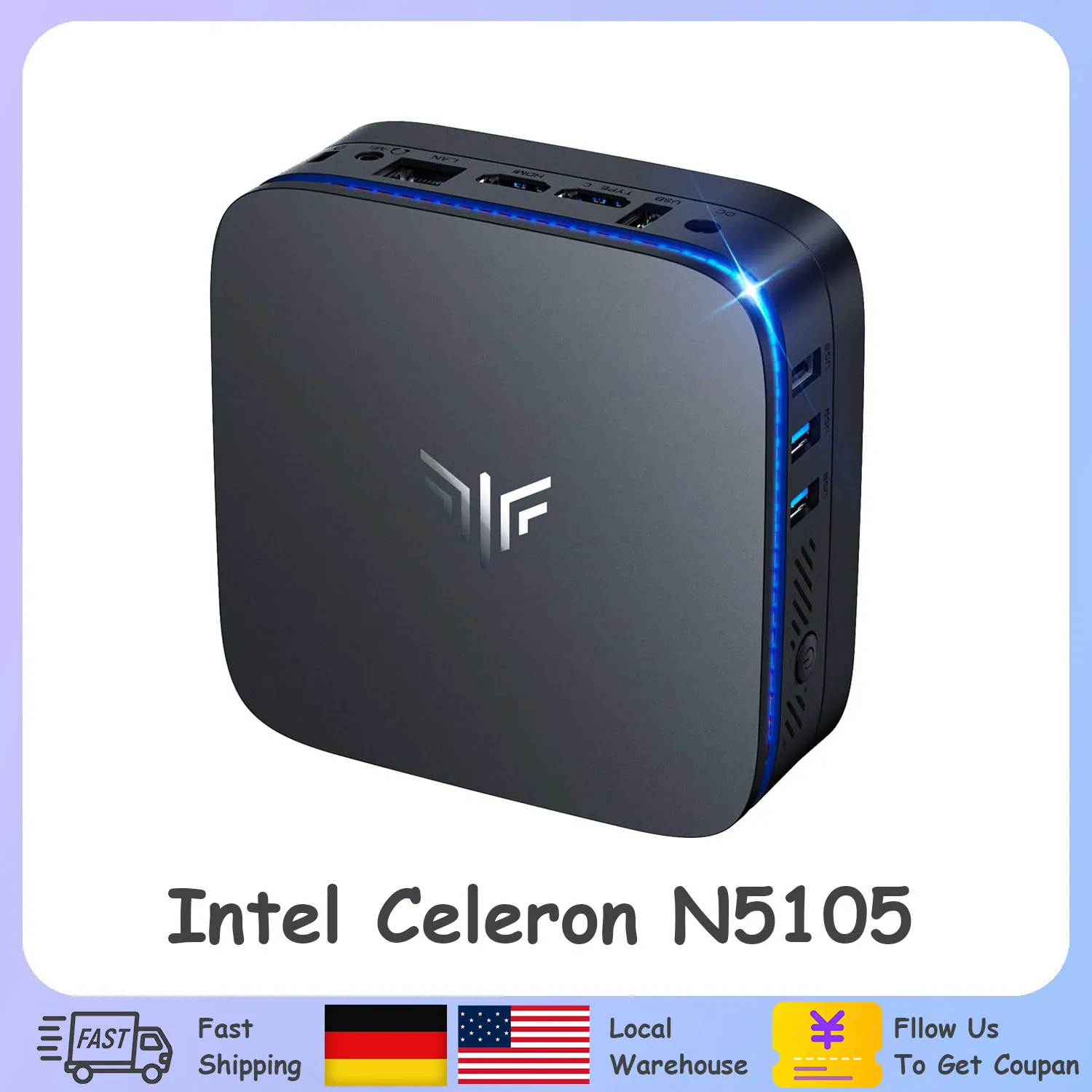 KAMRUI - Mini PC com Windows 11 Pro, Intel Celeron N5105, 16 GB DDR4, 512 GB, SSD M.2, 4K UHD, Bluetooth 4.2, HDMI X 2