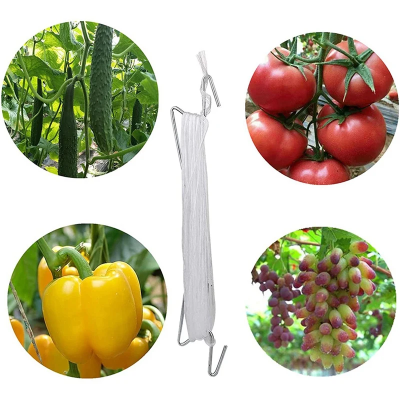 2X Tomato Support Hooks With Tomato Clips,Vine Hooks To Prevent Tomatoes Pinching Or Falling Off With String Rope