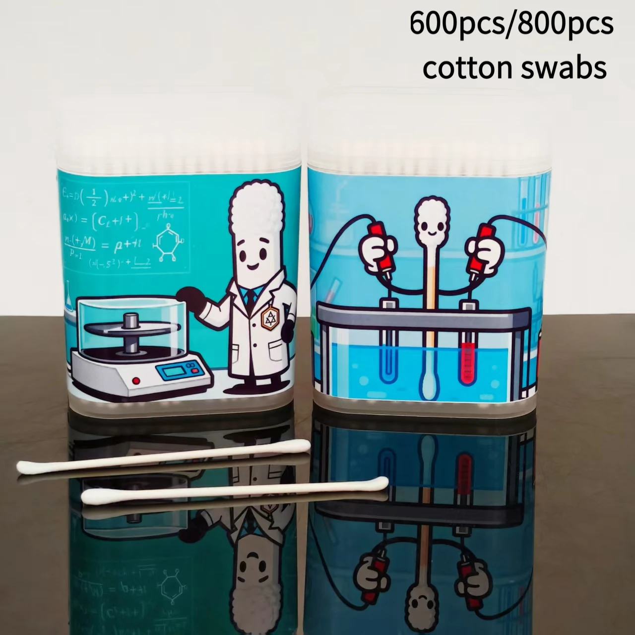 600 قطعة/800 قطعة موضوع مختبر العلوم نمط أعواد قطنية عصا غرامة رمح فرك صندوق القطن