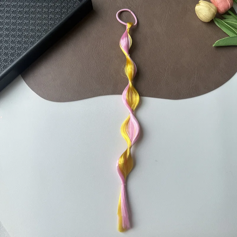 2026 Neue Kinder Spiral-Twist-Perücke Haarband mit langem Quastenschwanz Elastisches Haarband Mädchen Hip-Hop Party Halloween Haaraccessoires – Detail 19