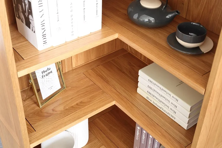 D6171 estantería esquinera de madera maciza de estilo moderno y sencillo, muebles de estudio