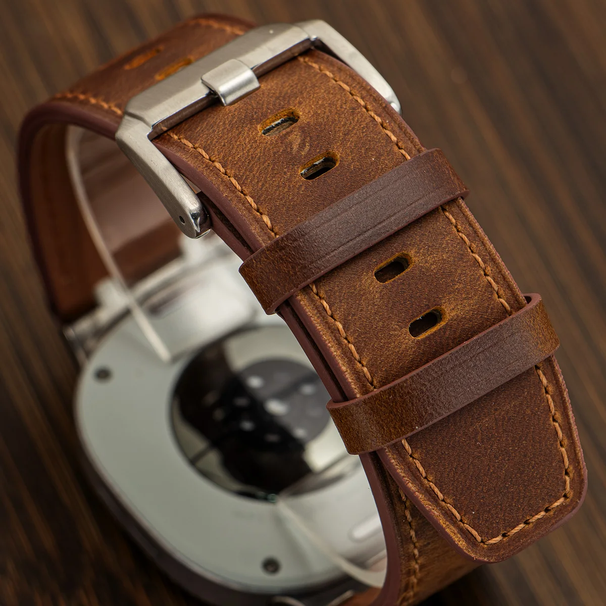 Samsung Galaxy Watch 8 40mm 44mm 8 Classic 46mm用レザーストラップ、ファインヴィンテージクレイジーホースレザーバンド、APアダプター付きリストバンド