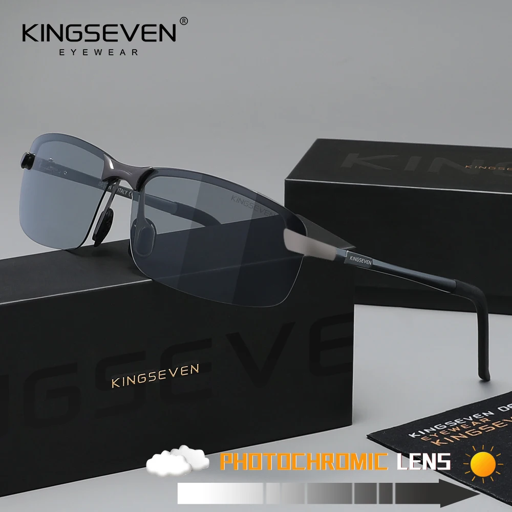 KINGSEVEN Sonnenbrille für Herren und Damen, klassisch, rahmenlos, modische Brille, UV400, polarisiert, für den Außenbereich, hochwertige Luxusbrille