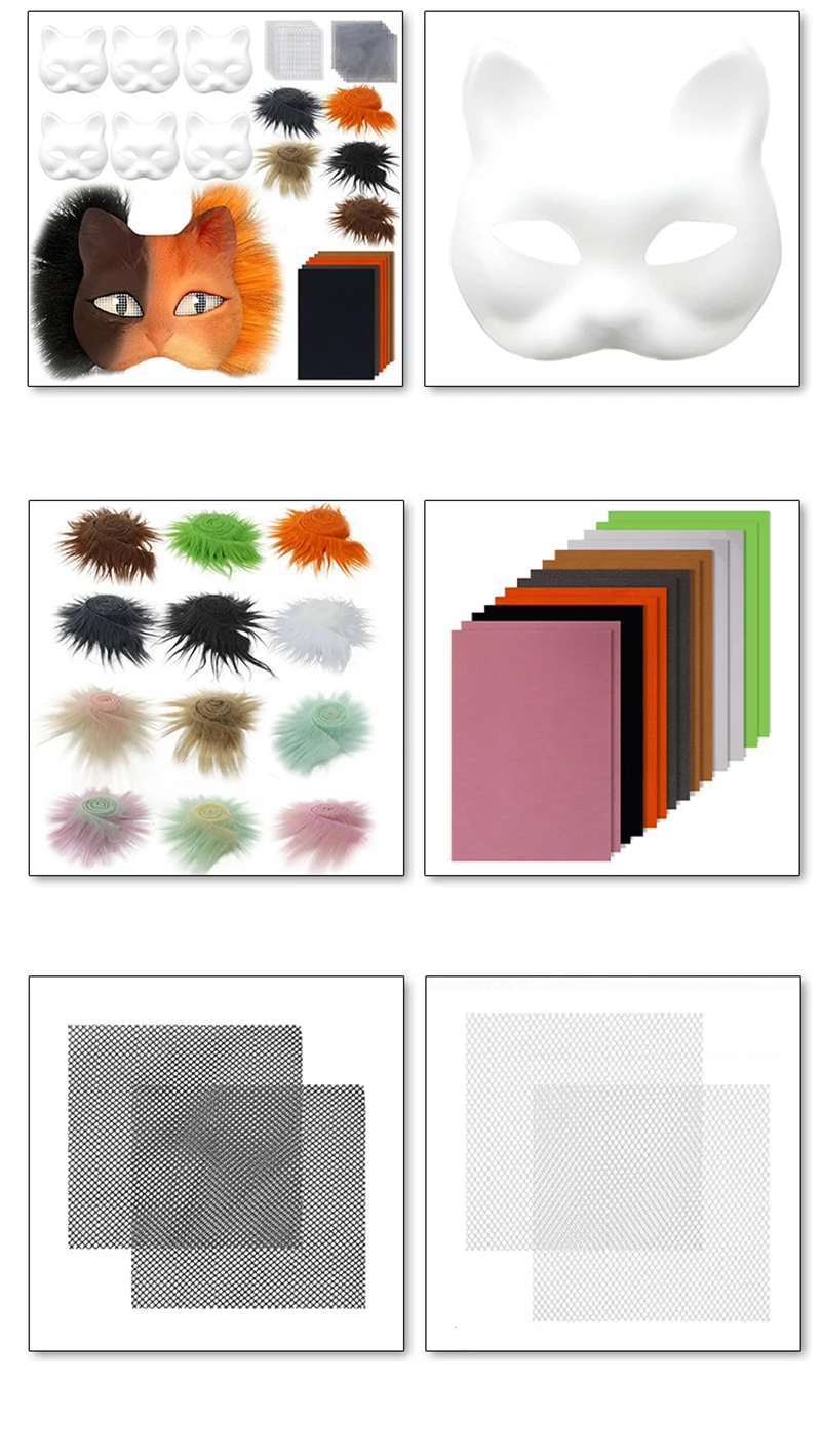 DIY Masquerade Cat Face Masks Kit Paintable Blank Masks Party Cosplay Costume Sexy Half Face Mask For Women Men Handmade Eyemask